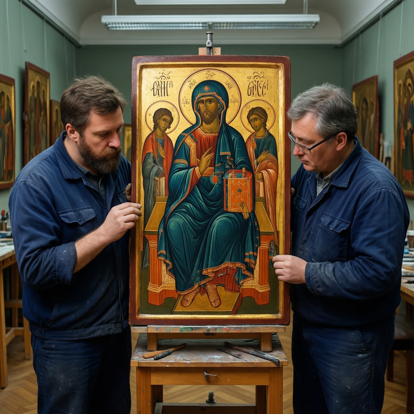Специалисты Третьяковской галереи оценивают состояние «Святой Троицы» Рублева